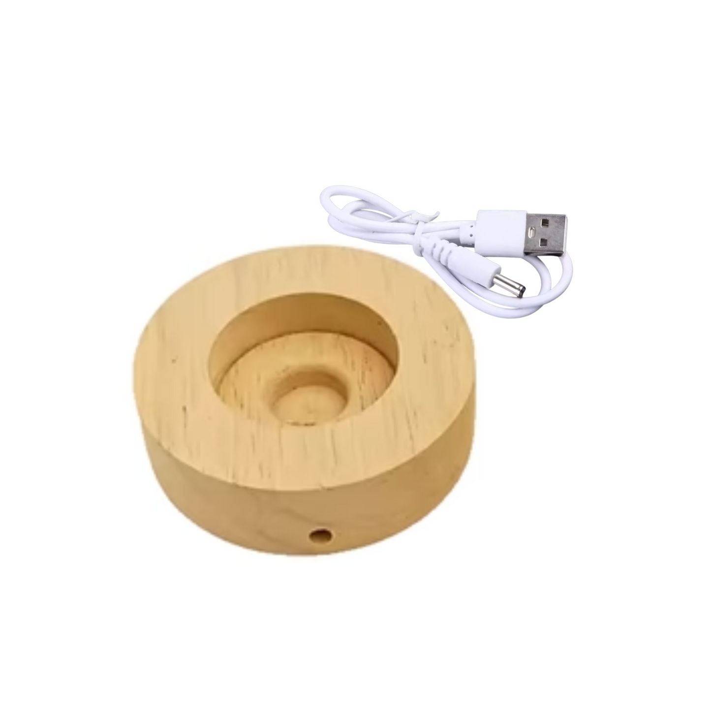 Base de Madera con Cable y Luz