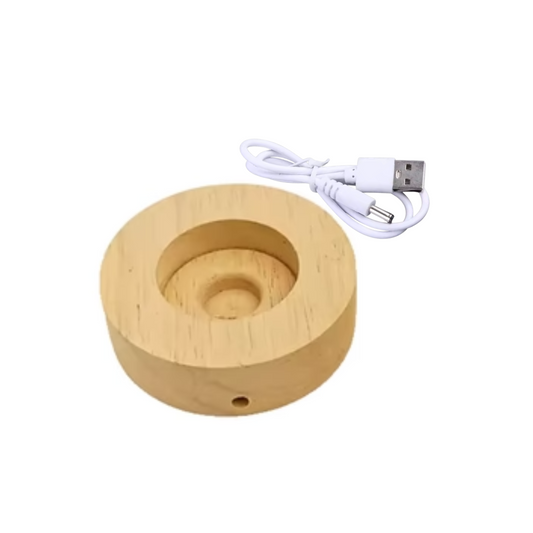 Base de Madera con Cable y Luz